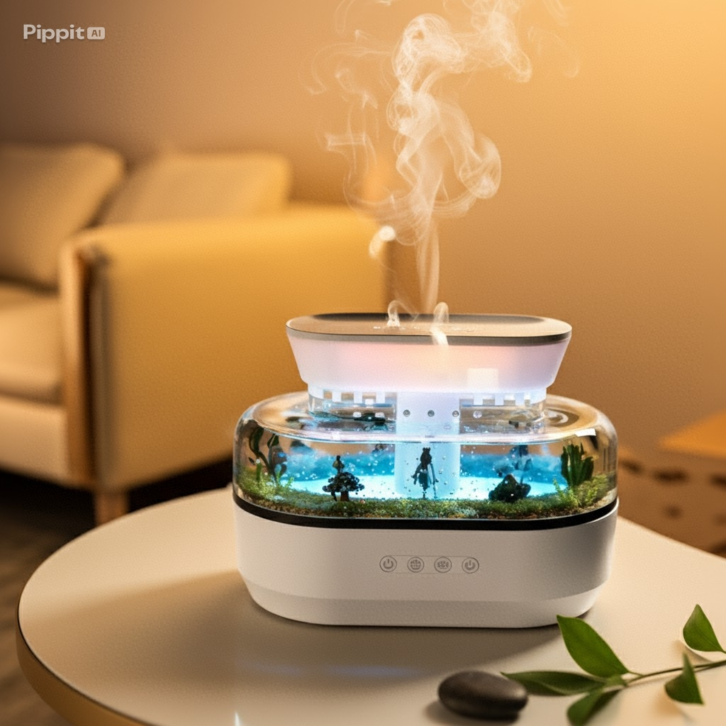 Nouveau Diffuseur d’Arômes Goutte de Pluie – Humidificateur LED Relaxant & Brume Silencieuse